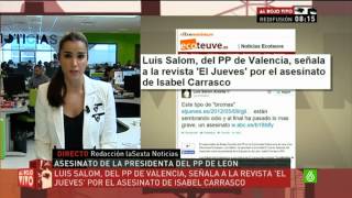 Luis Salom Andrés PP dice que la muerte de Isabel Carrasco fue propiciado por revista quotel juevesquot [upl. by Notsnhoj]