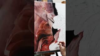 Flamant rose première couche peinture à lhuile par Marion Tubiana [upl. by Comyns]