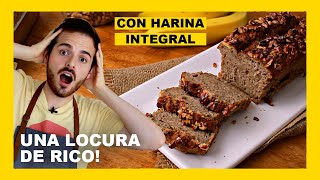 🔶 Como hacer budín de banana y nuez VEGANO en LICUADORA receta MUY fácil 🍌 [upl. by Enelam]