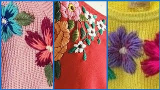 Hand Embroidered Flowers Designs Idea [upl. by Cruce]