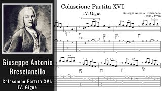 Giuseppe Antonio Brescianello  Colascione Partita XVI IV Gigue  Tab [upl. by Naniac]