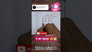 Table trick 9🤓🤪🙏 पहाड़ा 9 का  learn table of 9 in hindi  mathstricks shorts table reels [upl. by Branen]