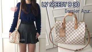 Louis Vuitton Speedy Bandouliere 30 Damier Azur Review Speedy B 30 [upl. by Lenka697]