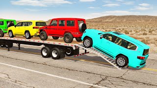 Flatbed Truck Mcqueen  Transportation with Truck  Pothole vs Car 203  BeamNGDrive [upl. by Ocicnarf]