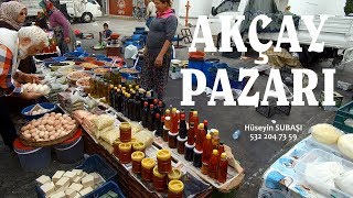 Akçay Pazarını Geziyoruz Yöresel Ürünler Taze Taze [upl. by Walkling]