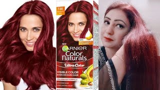 Got Red Hair Color by Garnier Color Naturals Ultra Color Creme  Raspberry Red 765 Review and Demo [upl. by Uta809]