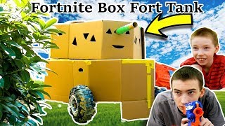 Fortnite Cardboard Box Fort Tank In Real Life  Nerf Battle Royale [upl. by Kudva]