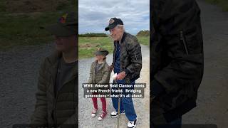 At Omaha Beach WWII Veteran Reid Clanton meets a new French friend hero ww2history ww2 [upl. by Vial277]