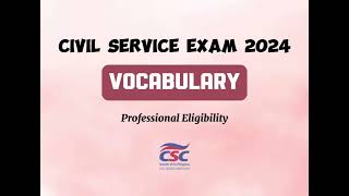 CIVIL SERVICE EXAM REVIEWER 2024VOCABULARY PART 2VERBAL ABILITY Professional Eligibility [upl. by Atenik]