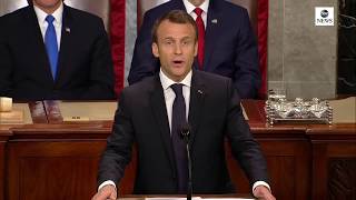 French President Macron addresses joint session of congress  ABC News [upl. by Aivin]