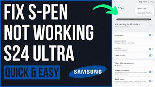 How To Fix Samsung Galaxy S Pen Not Working S24 Ultra 2024 [upl. by Cirilla803]