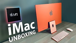 2021 M1 Orange iMac Unboxing amp Impressions [upl. by Naraj]