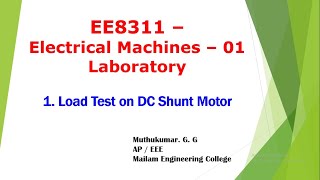 1 Load Test on DC Shunt Motor [upl. by Rothenberg]