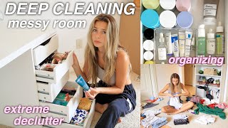 DEEP CLEANING MY MESSY ROOM extreme organization [upl. by Abigale]