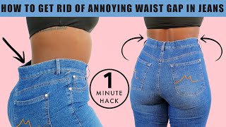 How To Tighten Jeans Waist  Quick NOSEW Hack [upl. by Ardnaek]