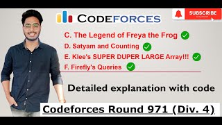 Codeforces Round 971 Div 4  C  D  E  F  Editorials  Solution  F Fireflys Queries [upl. by Llenrahs]