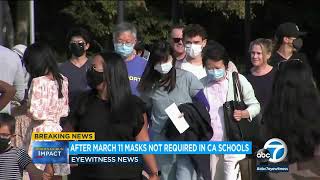 California to lift mask mandate in schools on March 12 l ABC7 [upl. by Yrrehc]