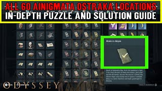 Assassins Creed Odyssey All 60 Ainigmata Ostraka Locations and Solutions Document Puzzle Guide [upl. by Harlow126]