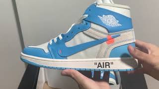 UNBOXING  JORDAN 1 x OFF WHITE UNC Sneaker from repskickscom [upl. by Wesla]