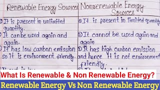 Renewable Energy Vs Non Renewable Energy  Difference Of Renewable Energy And Non Renewable Energy [upl. by Ahsiuqel958]