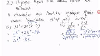 Bab 2part3 Matematik Tingkatan 2 Pemfaktoran dan pecahan algebra [upl. by Nehtanhoj]