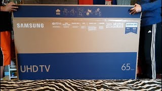 Samsung 65 Inch UHD LED Smart TV 4k UE65MU6175 Unboxing amp Setup [upl. by Ateinotna]