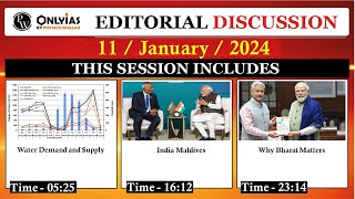 11 January 2024  Editorial Discussion  Bharat matters Water Demand and supply India  Maldives [upl. by Carri]