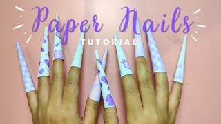 paperdiy Tutorial how to make paper nails kuromi purple theme 💅💅💜💜 [upl. by Apilef]