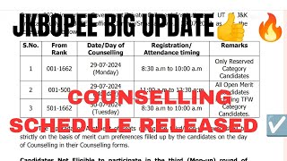 JKBOPEE BIG UPDATE👍🔥 COUNSELLING SCHEDULE RELEASED ☑️🖤 CHECK NOW 😍 [upl. by Brose]