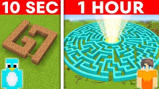 10 Seconds vs 1 Hour  GIANT MAZE Build Challenge in Minecraft [upl. by Melbourne]