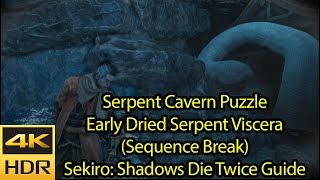 Early Dried Serpent Viscera 4k HDR 60fps  Sunken Valley Serpent Cave Puzzle  Sekiro [upl. by Hanid]