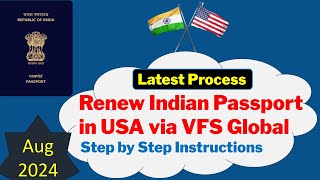 Indian Passport RenewalReissuance in USA VFS GLOBAL  Latest Process Steps  For Adult  new 2024 [upl. by Mueller]