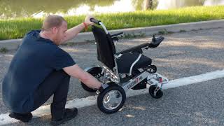 Electra7 Wide Lightweight Folding Power Wheelchair Extended Review [upl. by Ahsinom]