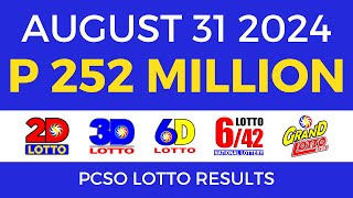 Lotto Result Today 9pm August 31 2024  PCSO Complete [upl. by Aitropal]