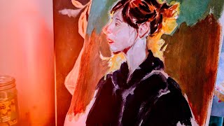 Gouache Portrait study gouache gouacheportrait livepainting [upl. by Akimit]