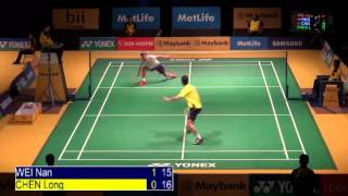 R16  MS  CHEN Long vs WEI Nan  2014 Malaysia Badminton Open [upl. by Dawn]