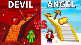 JJs ANGEL Bridge vs Mikeys DEVIL Bridge Survive Battle in Minecraft  Maizen [upl. by Aerdnak]