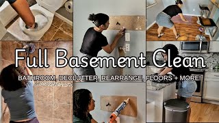 GET IT DONE ✅ FULL BASEMENT CLEAN  BATHROOM  BAR  DECLUTTER  FLOORS  MORE [upl. by Childs]