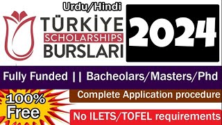 Apply 2024 Turkiye Burslari Scholarship  BSMSPHD  Fully Funded  Application Submission Urdu [upl. by Caine]