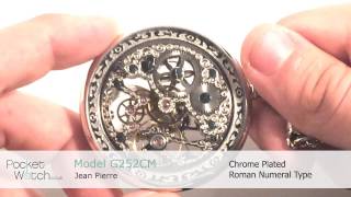 Jean Pierre Chrome Plated Open Face Mechanical Pocket Watch G252CM [upl. by Ahtreb]