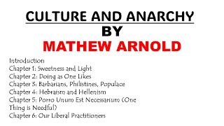 CULTURE AND ANARCHY BY MATHEW ARNOLD radhikatripathi5396 [upl. by Yanehc]