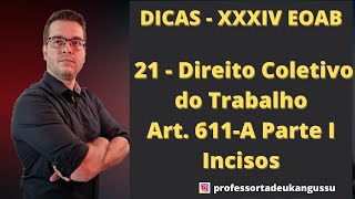 Dica 21  Direito Coletivo de Trabalho  art 611A da CLT Parte 1  Incisos  convenção cct act [upl. by Ayra]