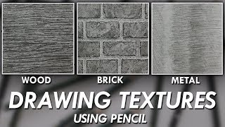 How To DRAW Realistic TEXTURES using PENCILS  Wood Brick amp Metal [upl. by Bambi756]