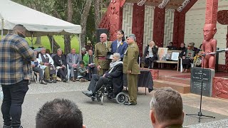 NZ 28th Battalion A Company Pte Gus John Te Kahu Ngapera service medals ceremony [upl. by Akilegna24]