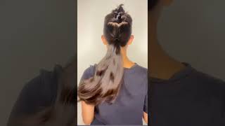 1 Min cute amp easy ponytail and braid hairstyle tutorial youtubeshorts hairstyles [upl. by Nitin562]