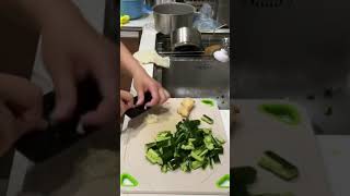 Chopping garlic amp ginger for cucumber salad food shortsvideo youtubeshorts short shorts foodie [upl. by Bernardo]