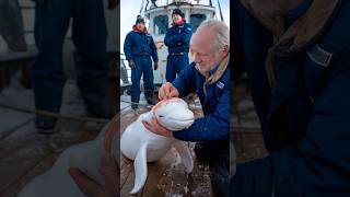 A baby whale cries out pleading with the ships crew to free it from the nets grasp animals [upl. by Akienat]