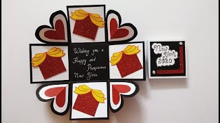 Beautiful NEW YEAR Explosion Box for Boyfriend  Happy New Year Card  Tutorial [upl. by Klump498]