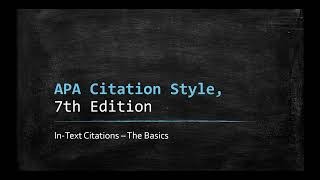 APA 7  InText Citations [upl. by Kloman]