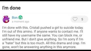 Cristali Pushes Another Person To Suicide [upl. by Nagaem]